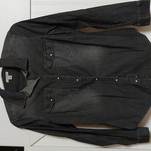 Calvin Klein long sleeve snap front Western blouse